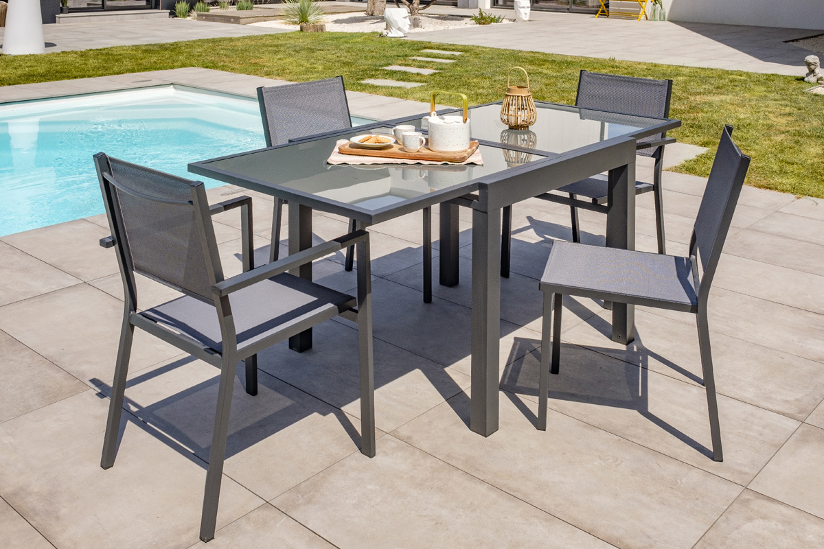 Tavolo da giardino allungabile grigio antracite L90-180 cm PORTOFINO