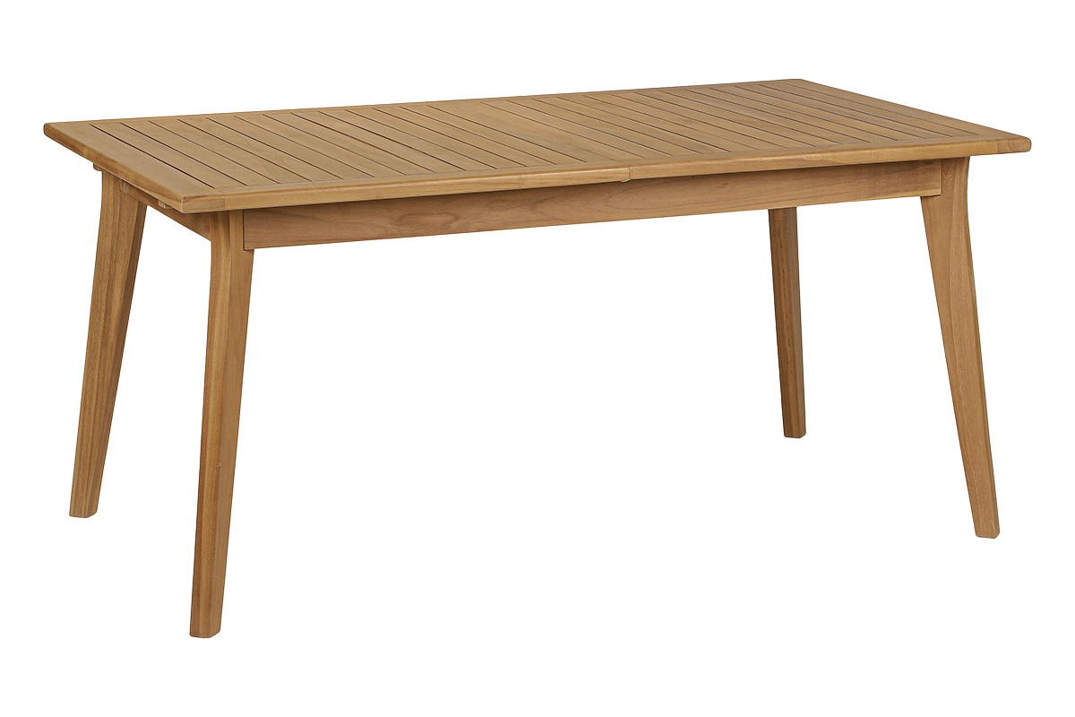 Tavolo da giardino allungabile in legno massello di teak, vista a 3/4, dimensioni L160-210 cm