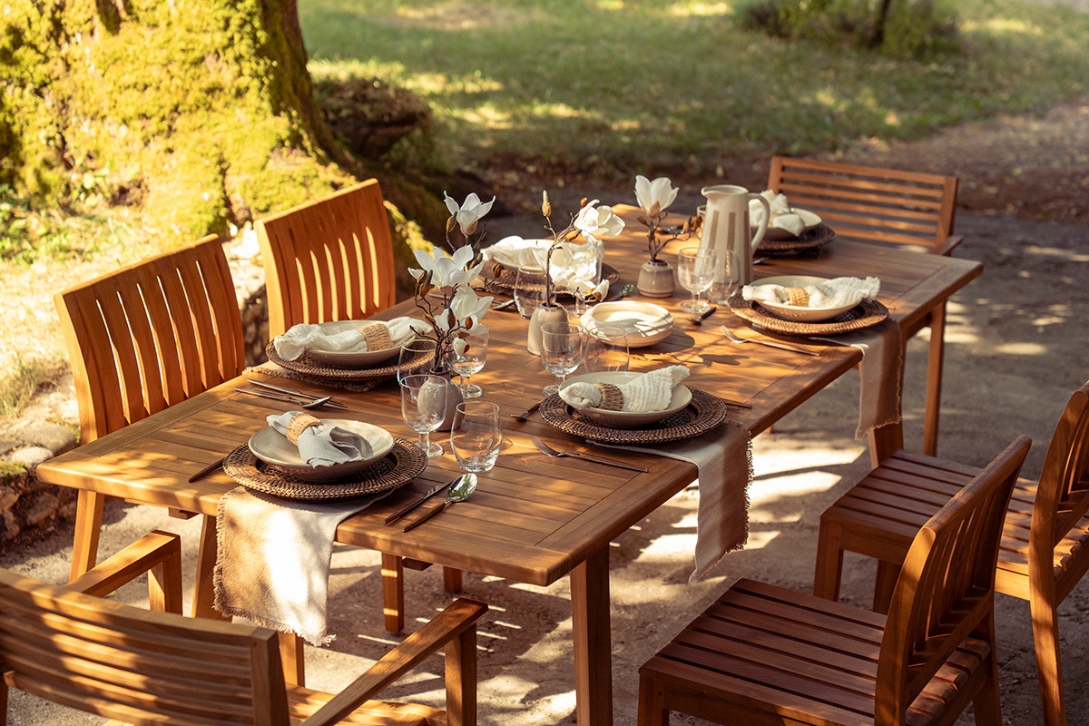 Tavolo da giardino estensibile in legno teak massello L160-210 cm LOMBOK