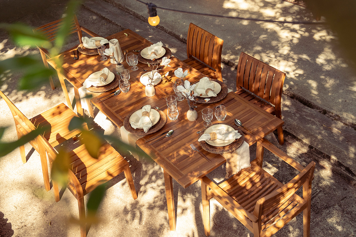 Tavolo da giardino estensibile in legno teak massello L160-210 cm LOMBOK