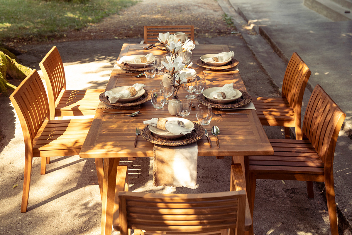 Tavolo da giardino estensibile in legno teak massello L160-210 cm LOMBOK