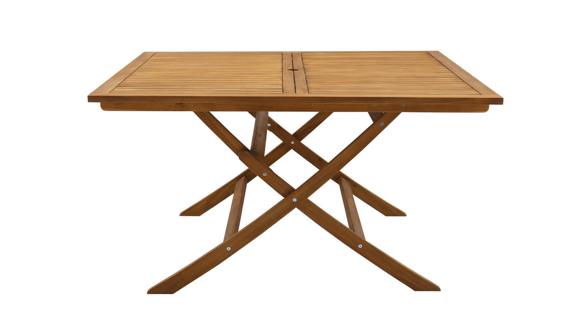Tavolo da giardino pieghevole quadrato in legno massello L140 cm SANTIAGO