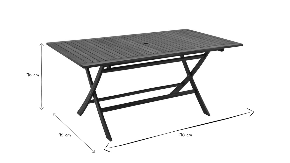 Tavolo da giardino pieghevole rettangolare legno massello L170 cm CANOPEE