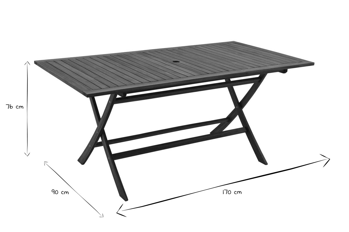 Tavolo da giardino pieghevole rettangolare legno massello L170 cm CANOPEE