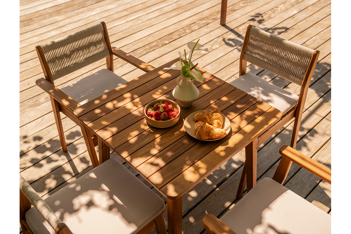 Tavolo da giardino quadrato in legno massiccio L70 cm ADELIE