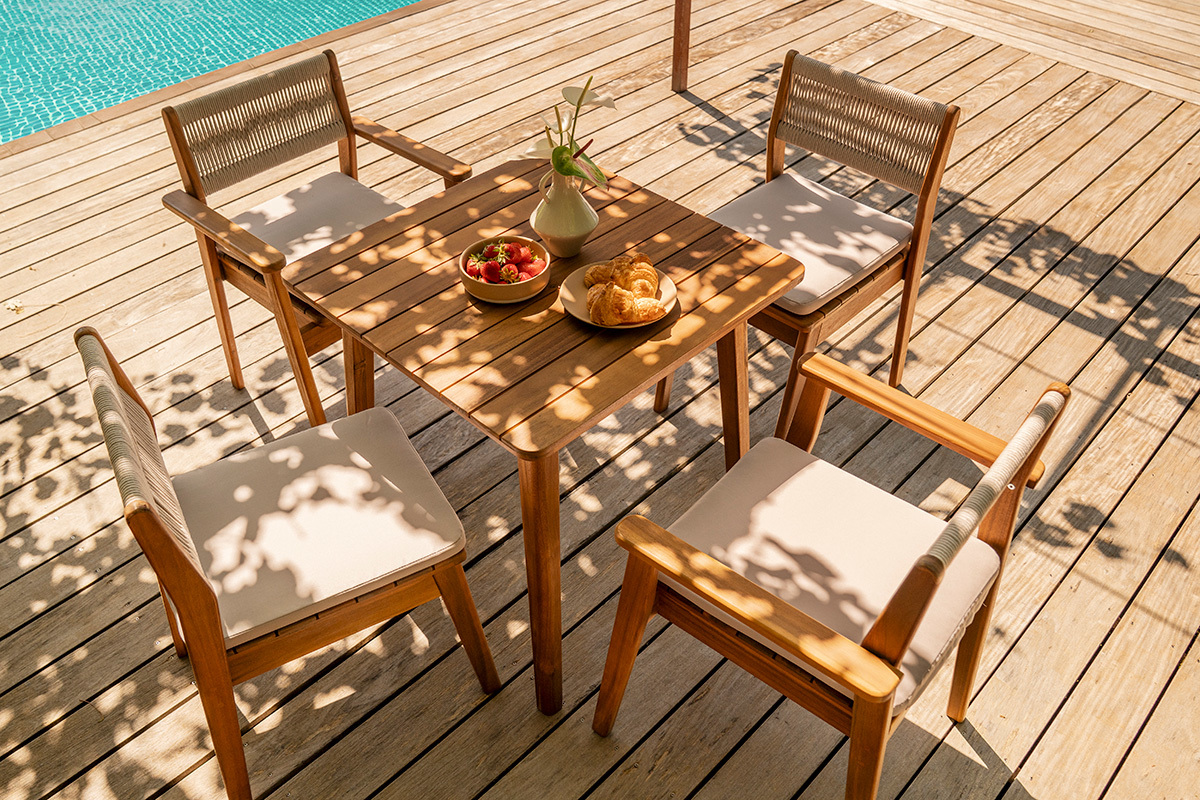 Tavolo da giardino quadrato in legno massiccio L70 cm ADELIE
