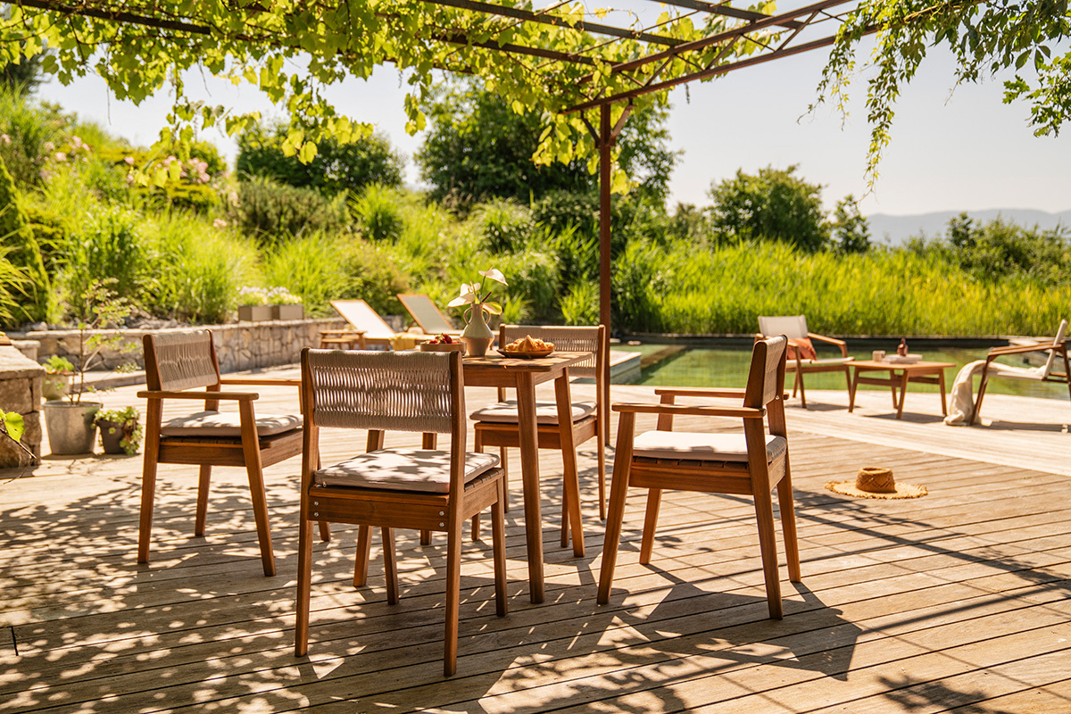 Tavolo da giardino quadrato in legno massiccio L70 cm ADELIE