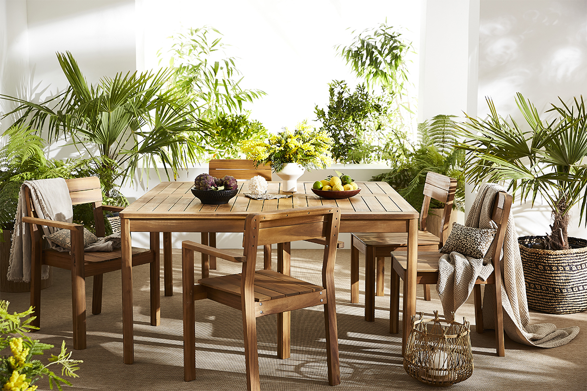Tavolo da giardino quadrato legno massello L147 cm AKIS