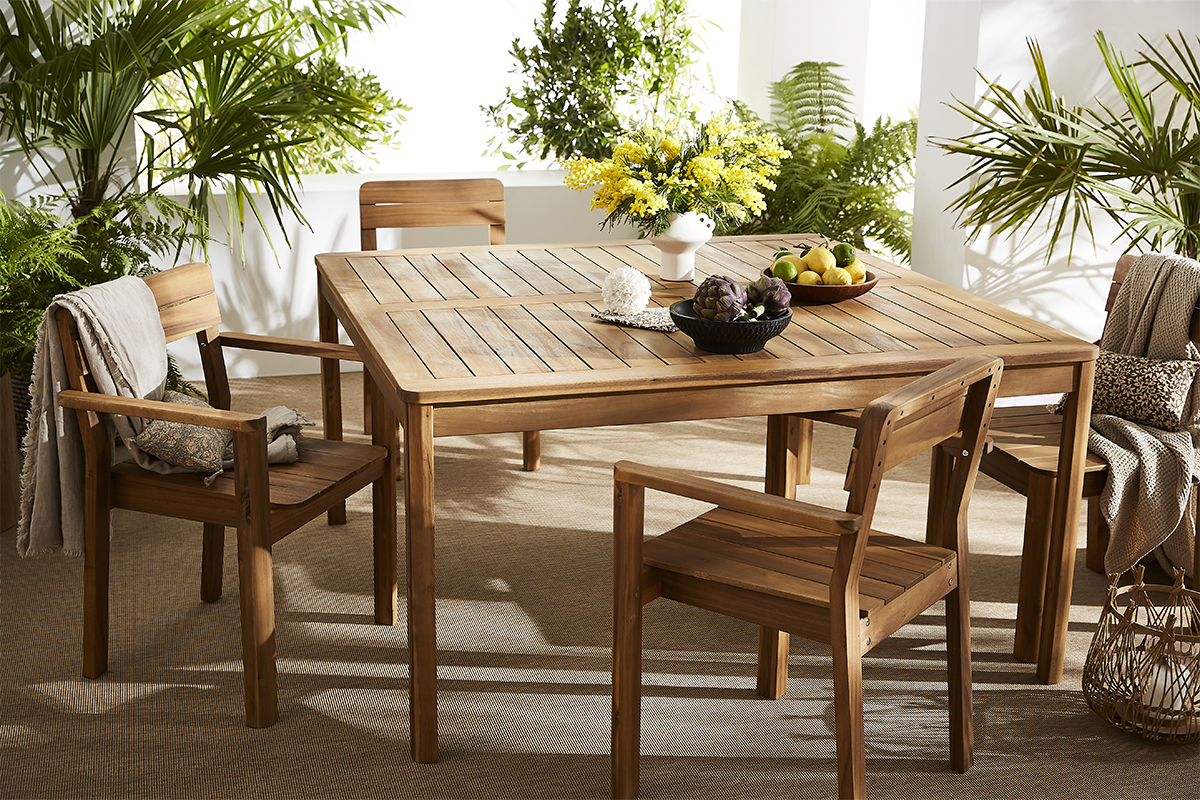 Tavolo da giardino quadrato legno massello L147 cm AKIS