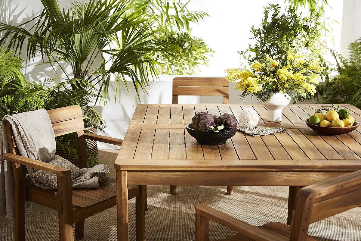 Tavolo da giardino quadrato legno massello L147 cm AKIS