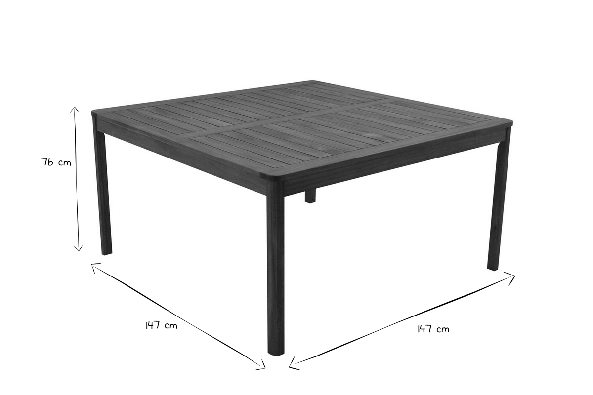 Tavolo da giardino quadrato legno massello L147 cm AKIS