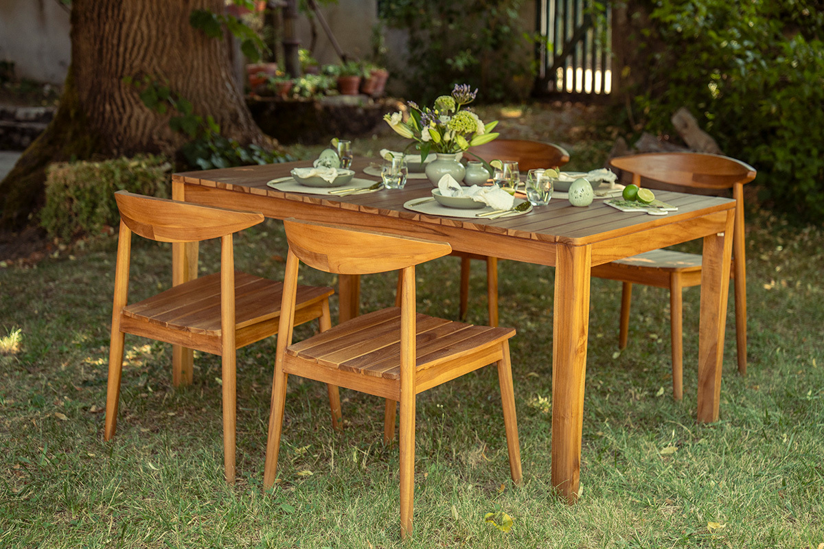Tavolo da giardino rettangolare in legno teak massiccio L160 cm UBUD