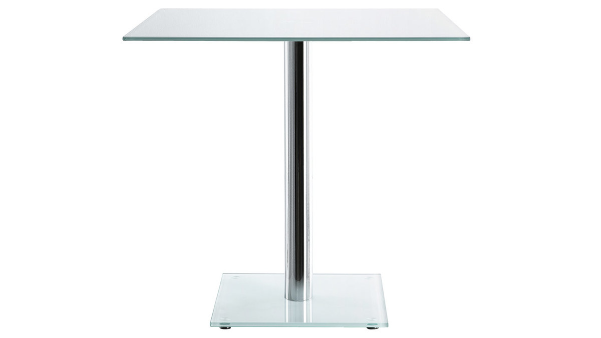 Tavolo da prano quadrato in vetro bianco con piede cromato 80 cm KROM