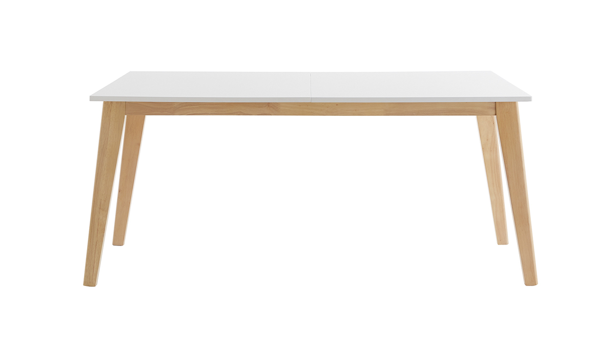 Tavolo da pranzo allungabile bianco e legno chiaro L160-205 cm SWAD