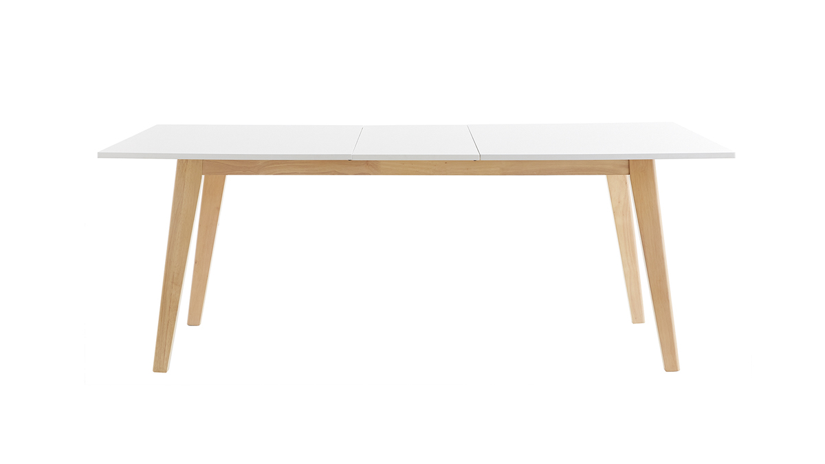 Tavolo da pranzo allungabile bianco e legno chiaro L160-205 cm