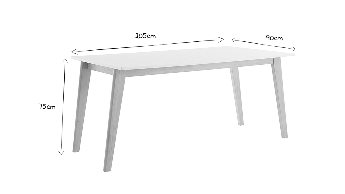 Tavolo da pranzo allungabile bianco e legno chiaro L160-205 cm SWAD