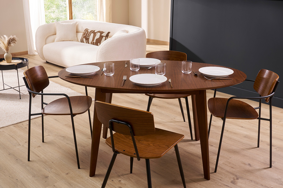 Tavolo da pranzo allungabile design noce L150-200 MARIK