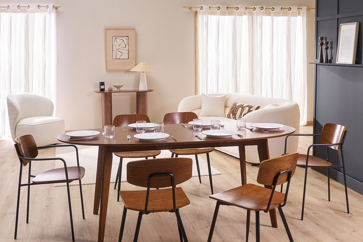 Tavolo da pranzo allungabile design noce L150-200 MARIK