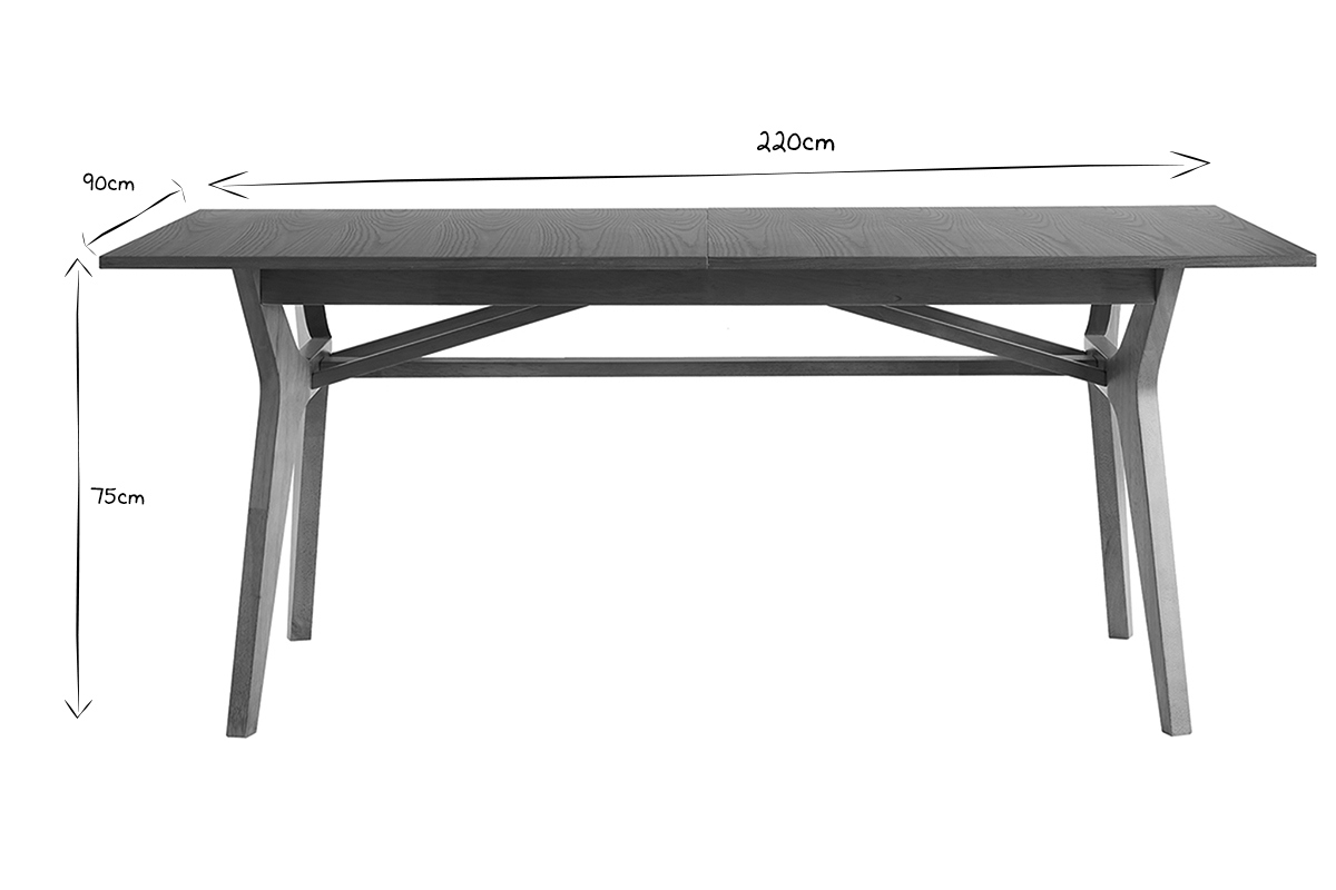 Tavolo da pranzo allungabile impiallacciatura frassino L180-220 cm FOSTER