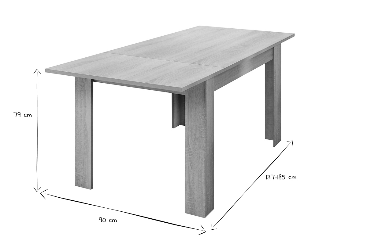 Tavolo da pranzo allungabile impiallacciatura rovere chiaro rettangolare L137-185 cm KOFI