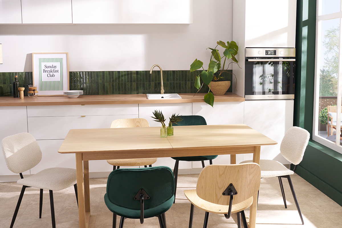 Tavolo da pranzo allungabile impiallacciatura rovere L160-240 cm LAHO