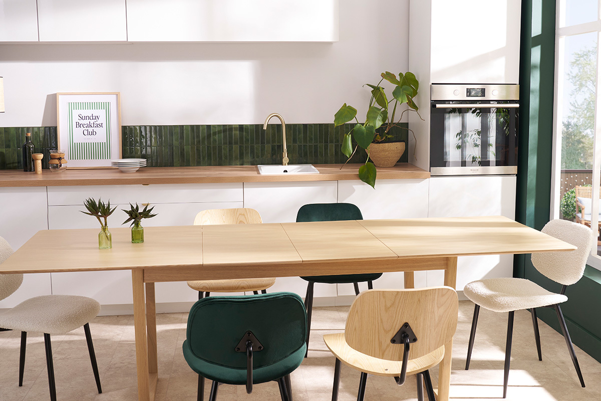 Tavolo da pranzo allungabile impiallacciatura rovere L160-240 cm LAHO