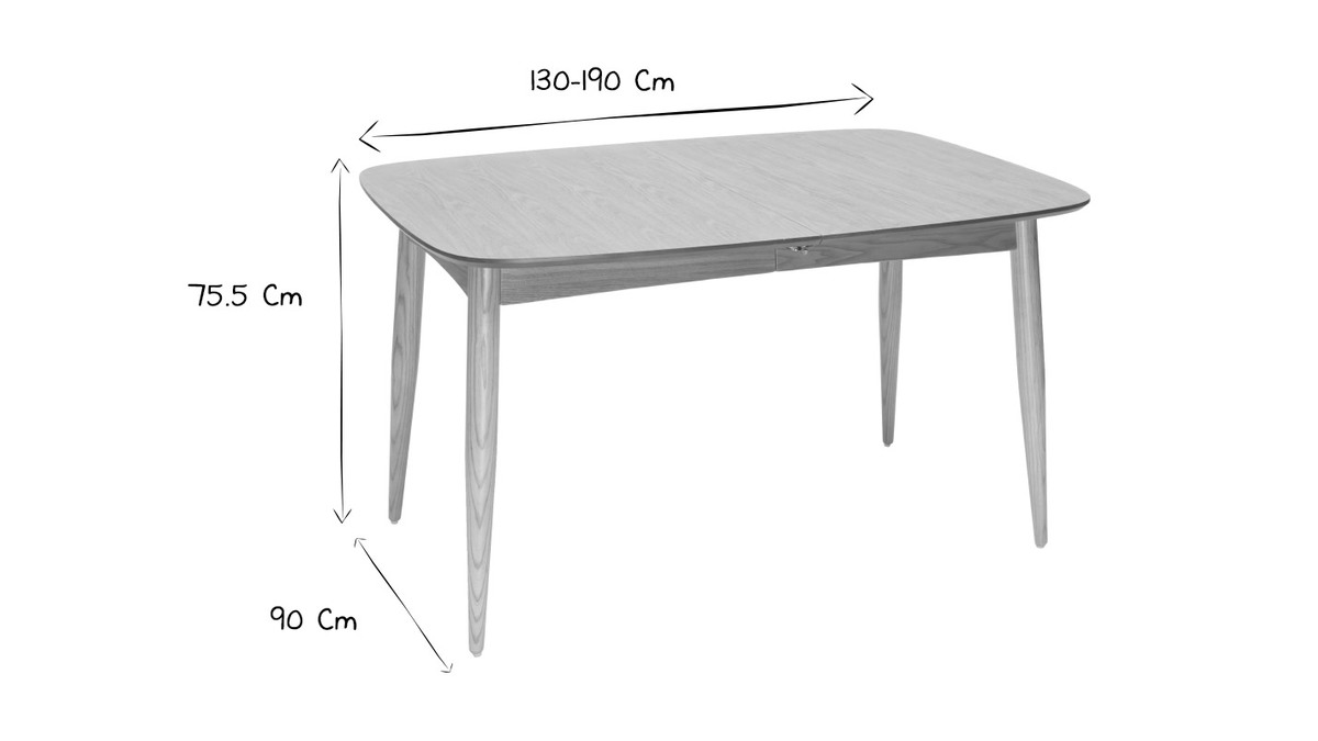 Tavolo da pranzo allungabile in frassino L130-190 cm NORDECO