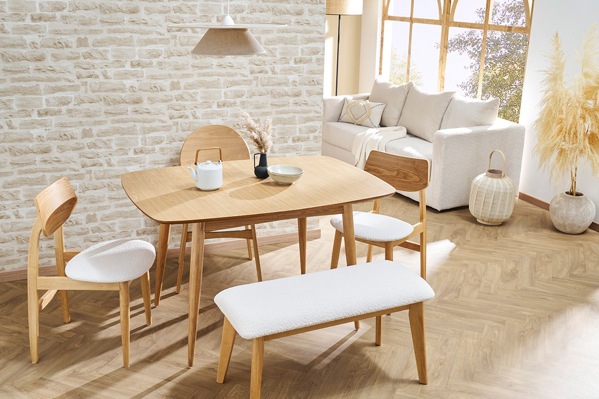 Tavolo da pranzo allungabile in frassino L90-130 cm NORDECO