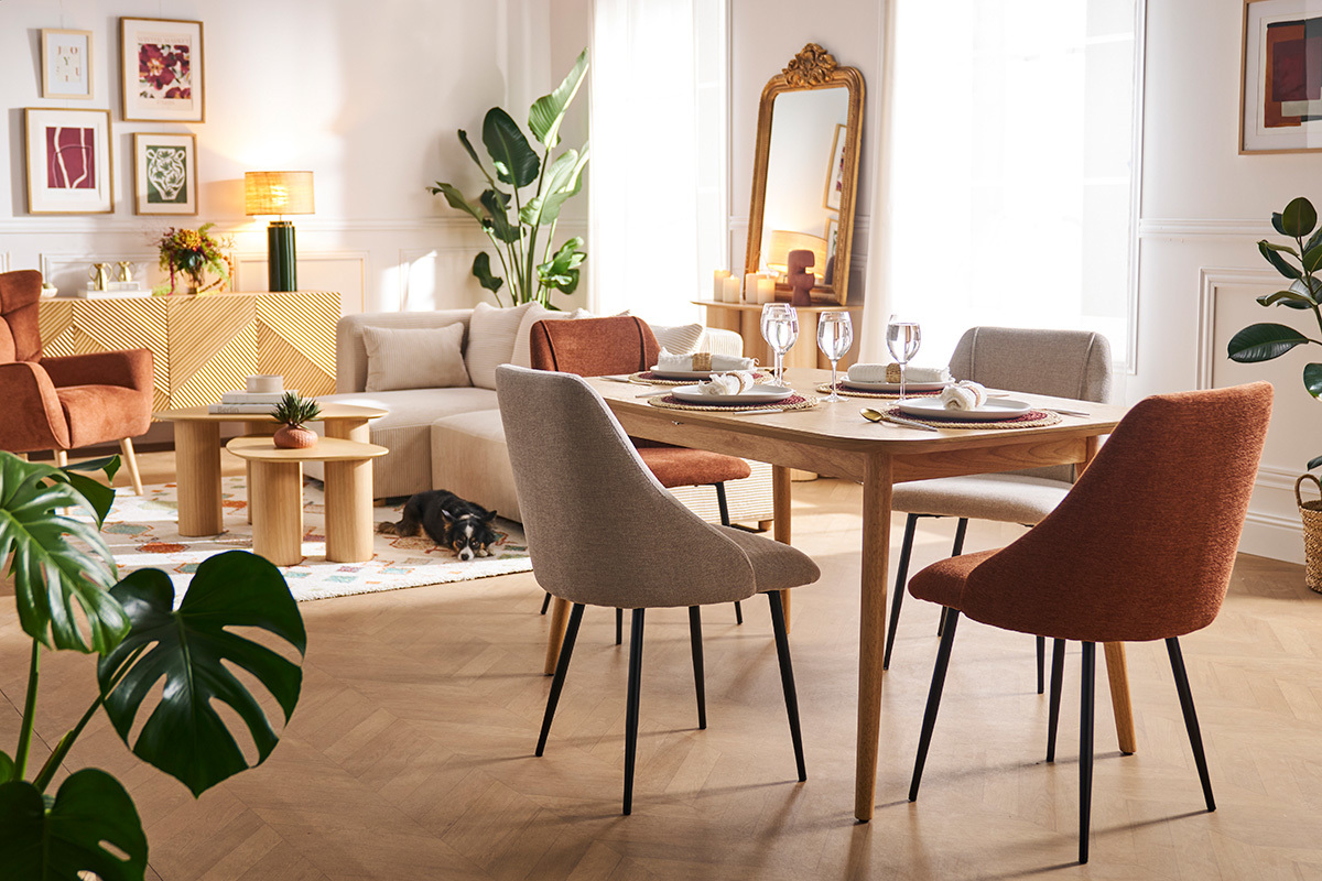 Tavolo da pranzo allungabile in frassino L90-130 cm NORDECO