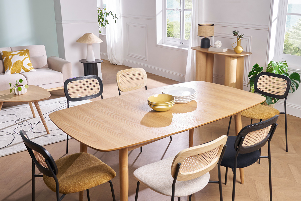 Tavolo da pranzo allungabile in frassino naturale L130-160 NORDECO