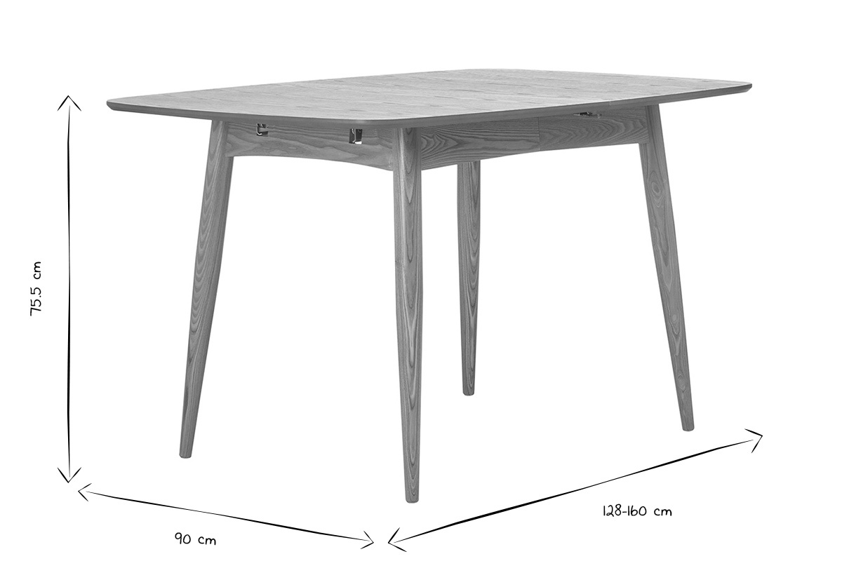 Tavolo da pranzo allungabile in frassino naturale L130-160 NORDECO
