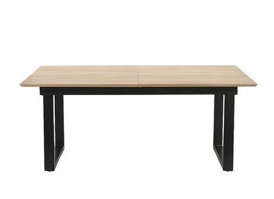 Tavolo da pranzo allungabile in legno chiaro di mango massiccio e metallo nero L180-220 cm BRAVA