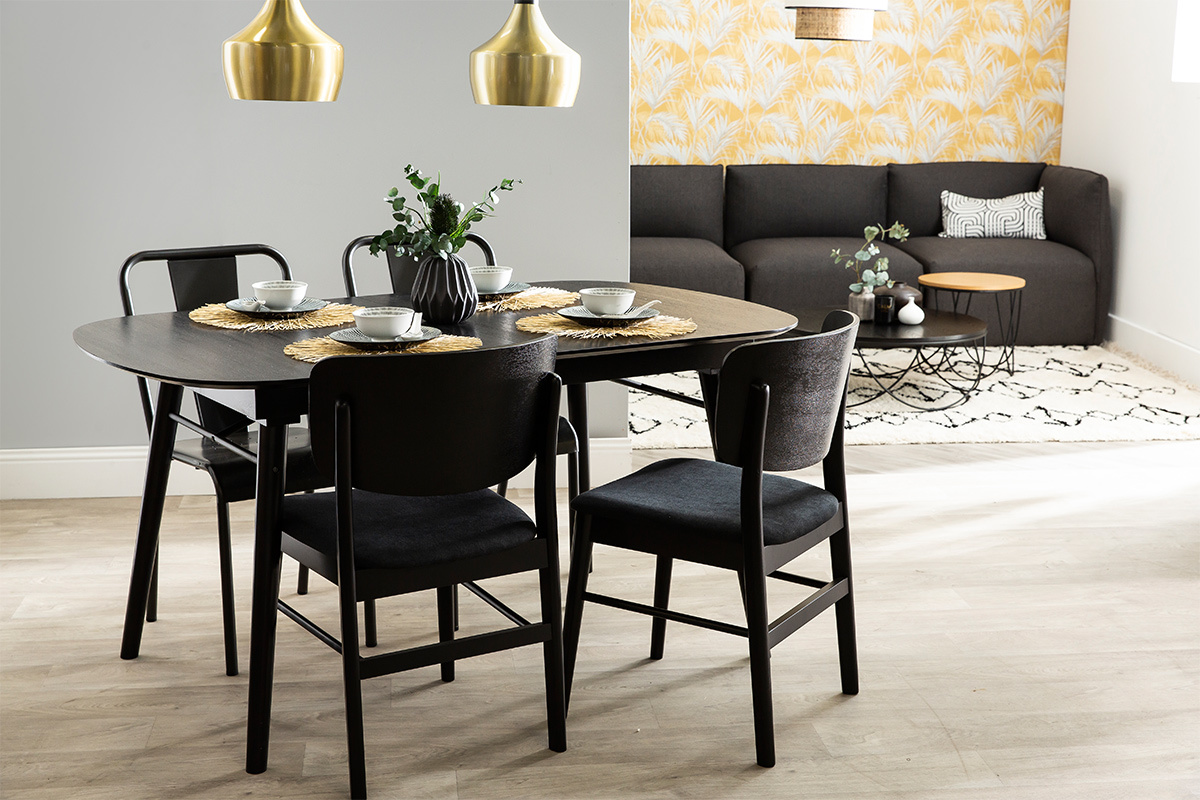 Tavolo da pranzo allungabile in legno nero L150-180 cm SHELDON