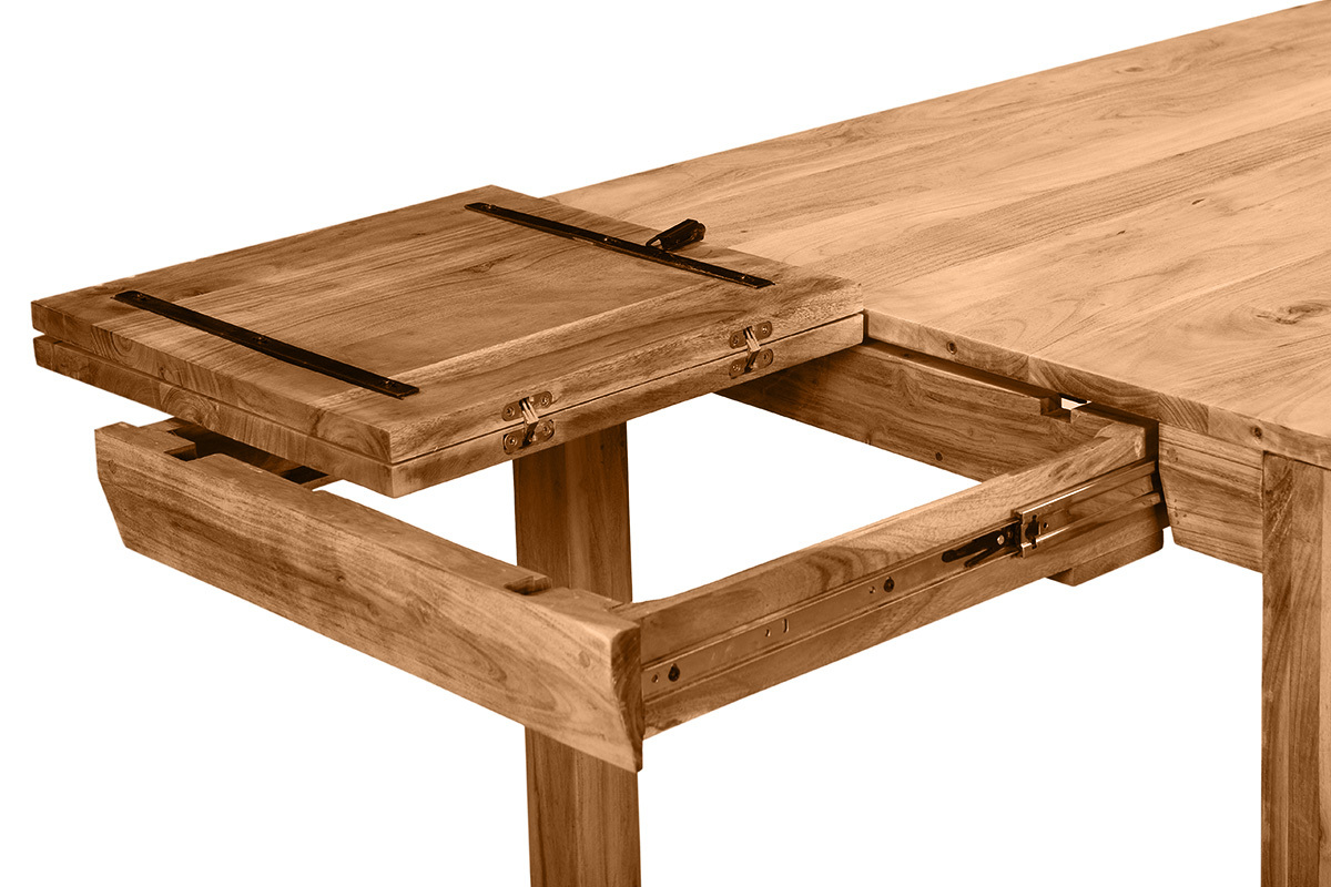 Tavolo da pranzo allungabile in massello di acacia e metallo nero L120-210 cm BALTO