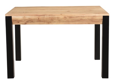 Tavolo da pranzo allungabile in massello di acacia e metallo nero L120-210 cm TRAP - Tavolo da pranzo allungabile in massello di acacia e metallo nero L120-210 cm TRAP