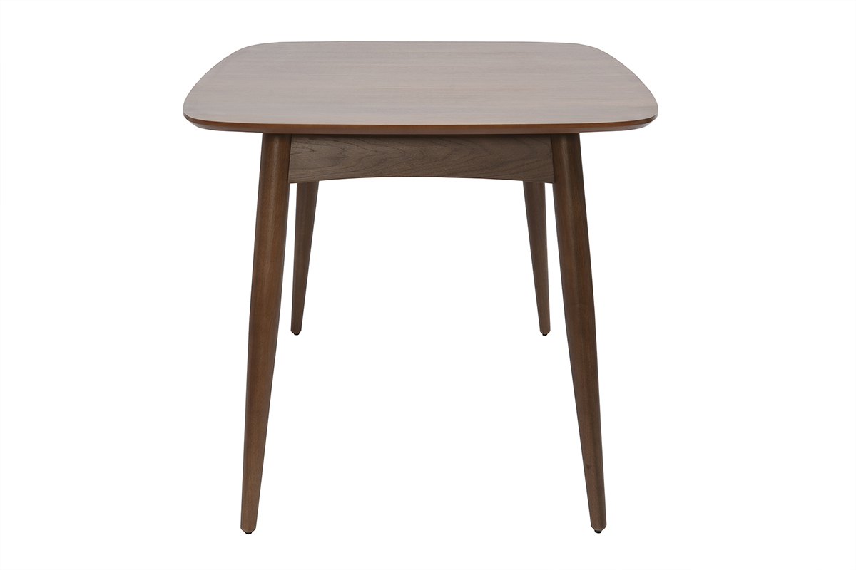 Tavolo da pranzo allungabile NORDECO in noce, vista di profilo, dimensioni L130-190 cm.