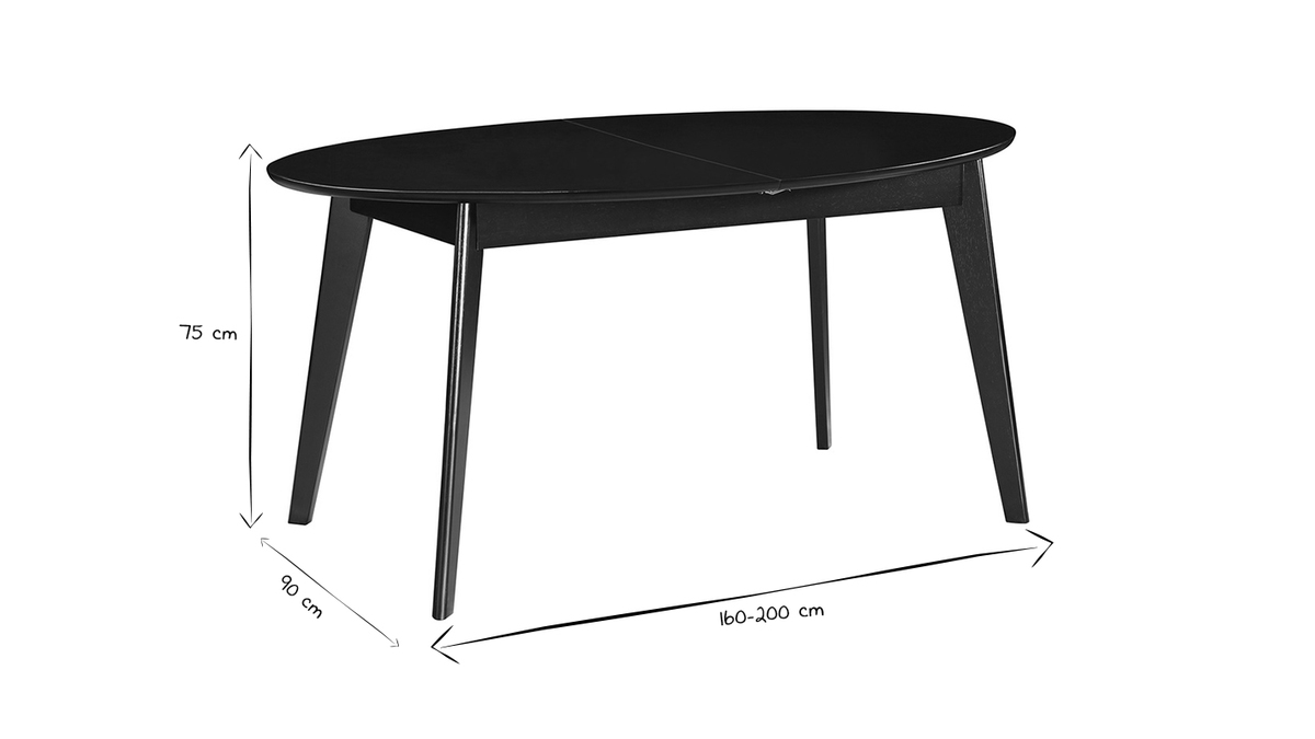 Tavolo da pranzo allungabile MARIK nero L160-200 cm