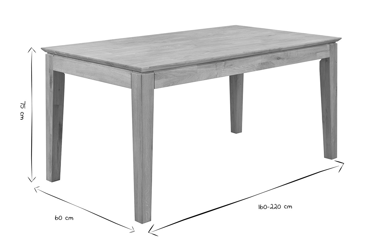 Tavolo da pranzo allungabile YULIA in legno rettangolare L160-220 cm in nero e bianco.