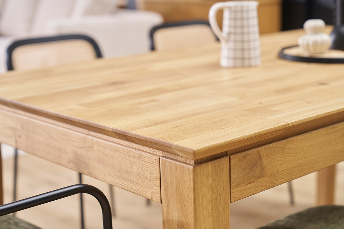 Tavolo da pranzo allungabile rettangolare in legno chiaro di rovere massello L160-220 cm YULIA