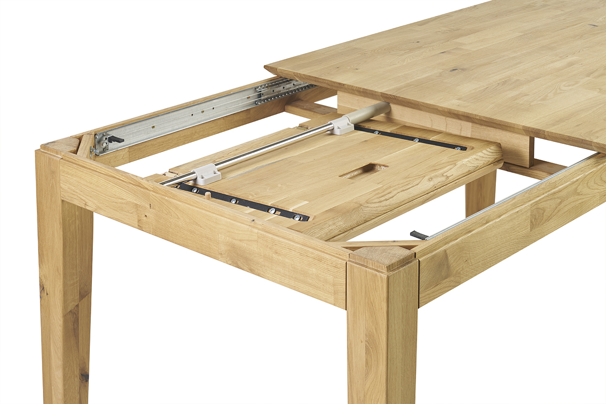 Tavolo da pranzo allungabile rettangolare in legno chiaro di rovere massello L160-220 cm YULIA