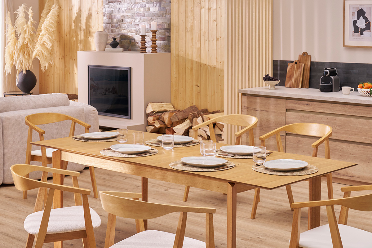 Tavolo da pranzo allungabile rettangolare legno frassino L160-210 cm BONAVISTA