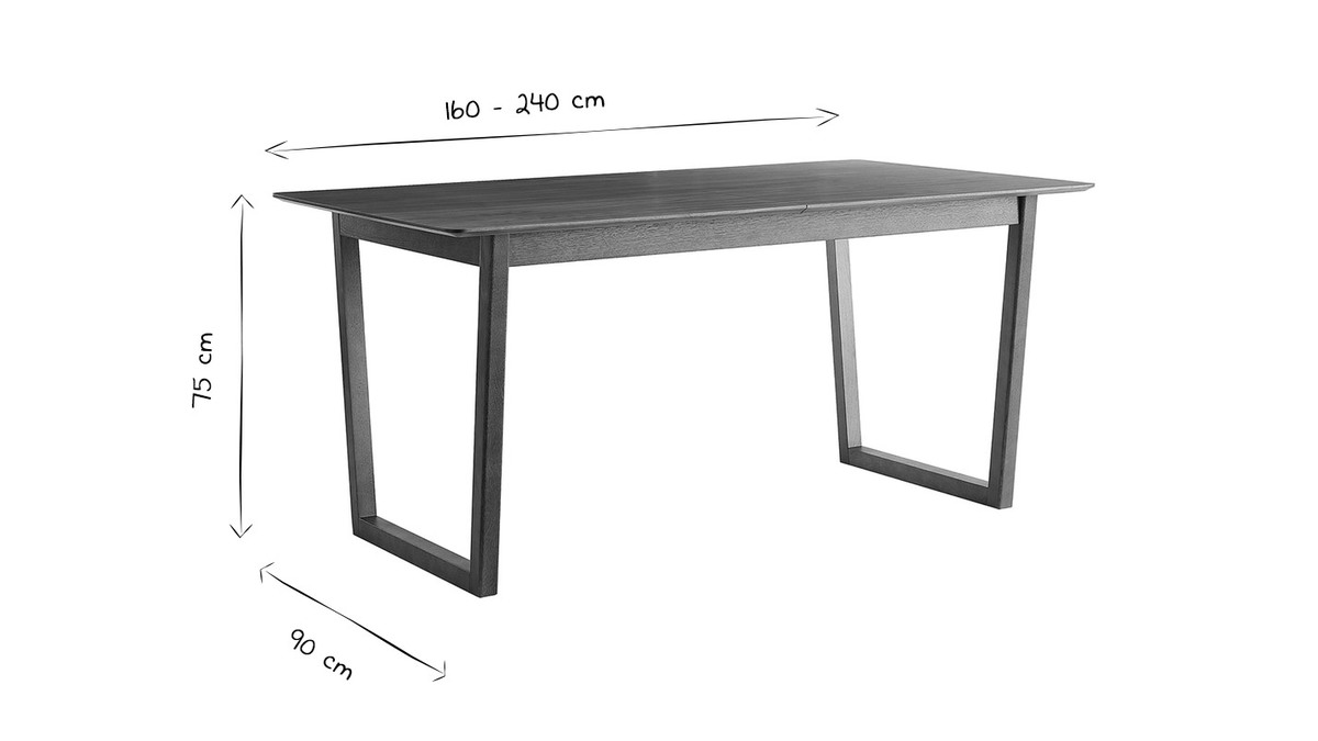 Tavolo da pranzo allungabile rettangolare noce L160-240 cm LAHO