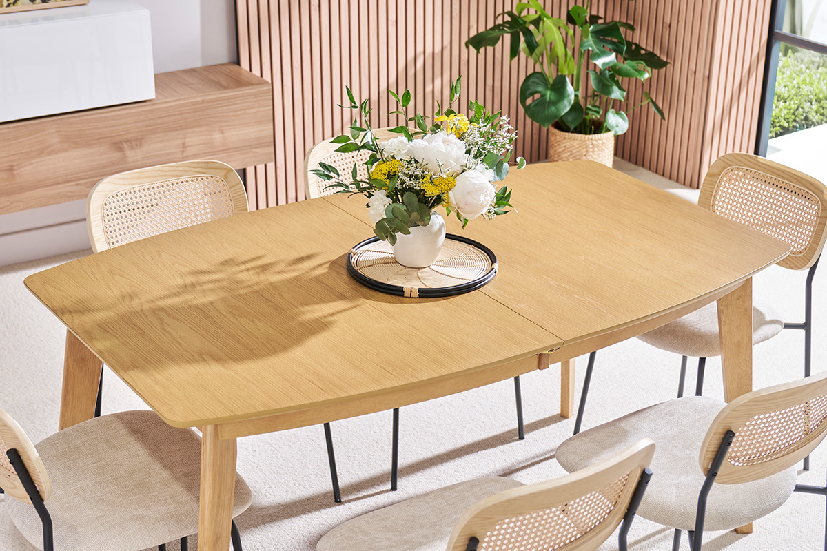 Tavolo da pranzo allungabile scandinavo in legno chiaro L150-200 LEENA