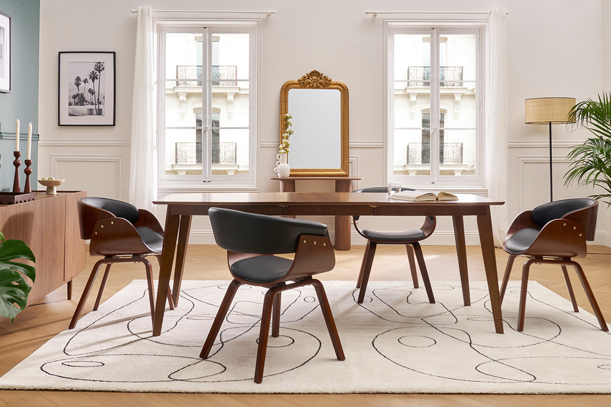 Tavolo da pranzo allungabile scandinavo noce L150-200 LEENA