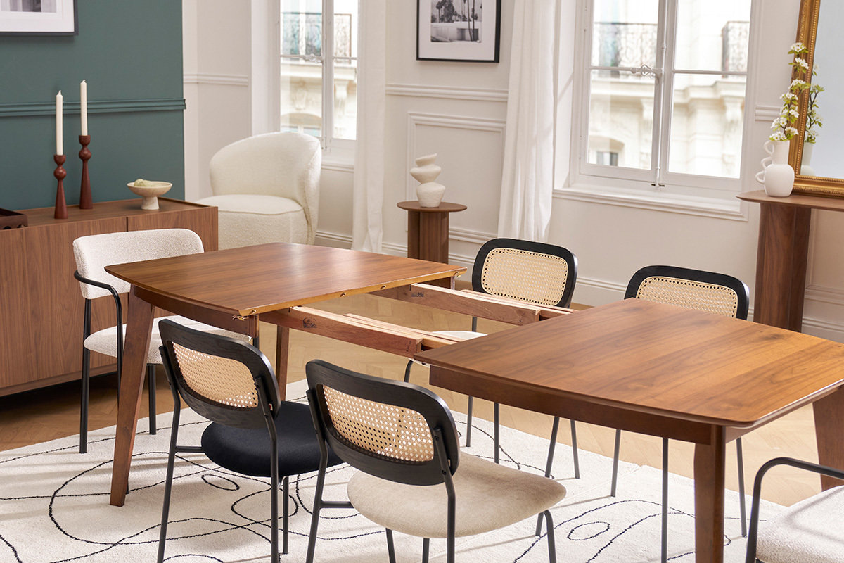 Tavolo da pranzo allungabile scandinavo noce L150-200 LEENA