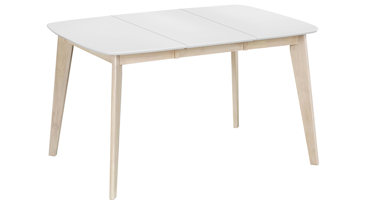 Tavolo da pranzo allungabile scandinavo quadrato bianco e legno L90-130 LEENA