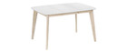Tavolo da pranzo allungabile scandinavo quadrato bianco e legno L90-130 LEENA