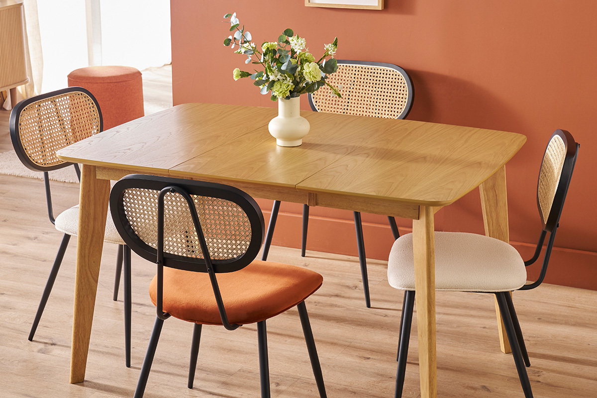 Tavolo da pranzo allungabile scandinavo quadrato in legno chiaro L90-130 LEENA
