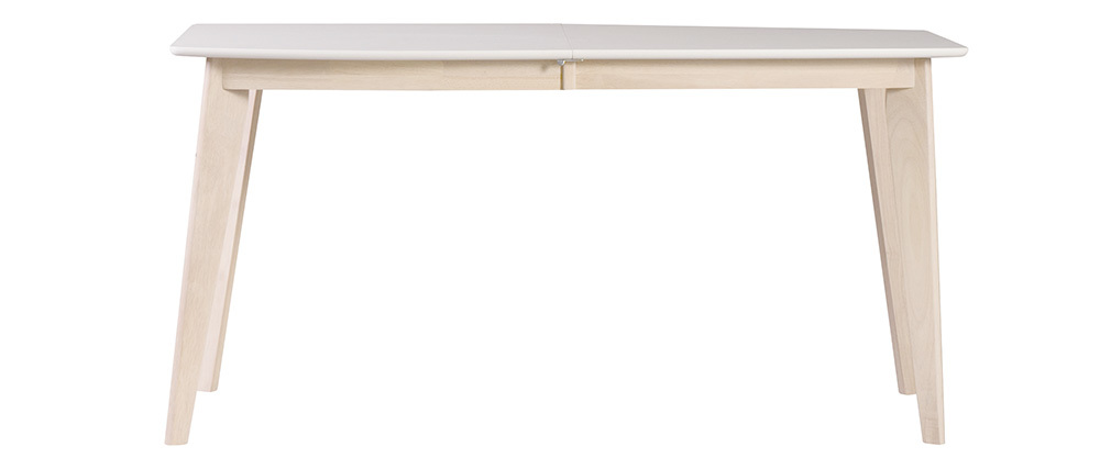Tavolo da pranzo design allungabile bianco e legno chiaro L150-200 LEENA