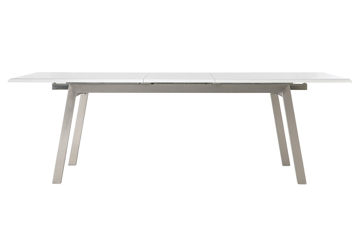 Tavolo da pranzo design allungabile bianco e metallo L190-240 MARNY